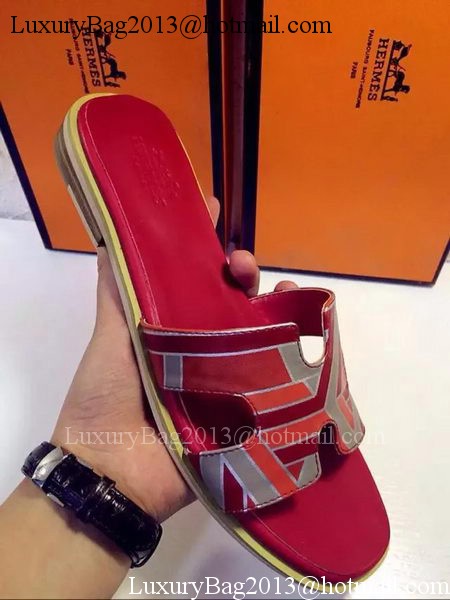 Hermes Slipper Leather HO0536 Red