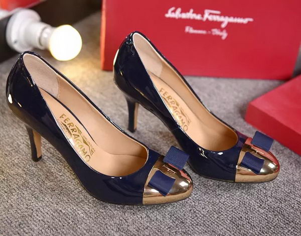 Salvatore Ferragamo 85MM Pump Patent Leatehr FL0610 Blue