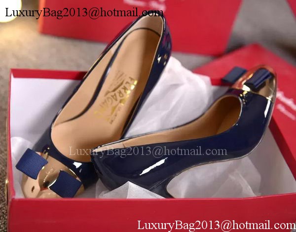 Salvatore Ferragamo 85MM Pump Patent Leatehr FL0610 Blue