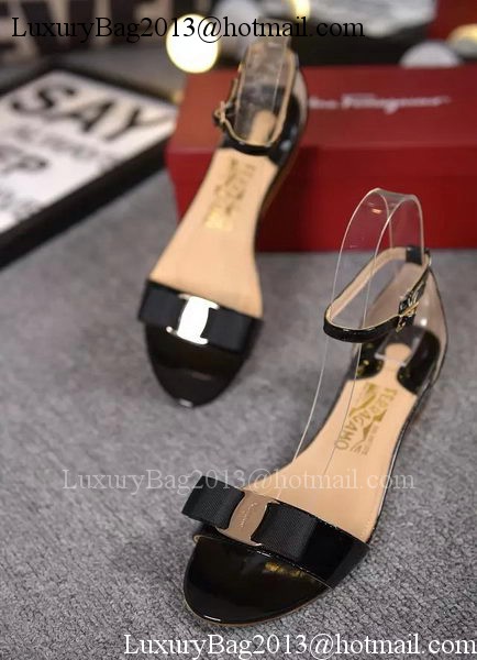 Salvatore Ferragamo Patent Leather Sandal FL0614 Black