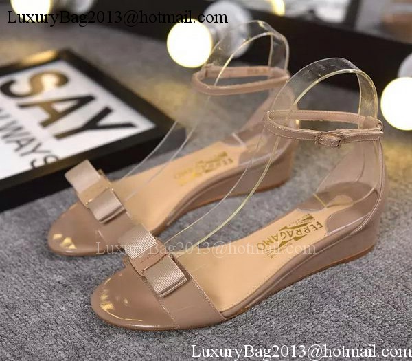 Salvatore Ferragamo Patent Leather Sandal FL0616 Apricot