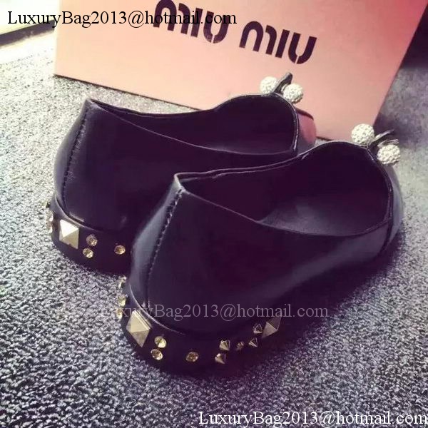 miu miu Leather Flat MM391 Black