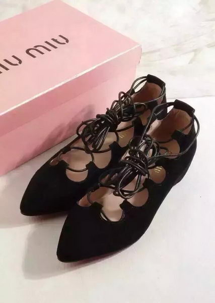 miu miu Suede Leather Flat MM358 Black