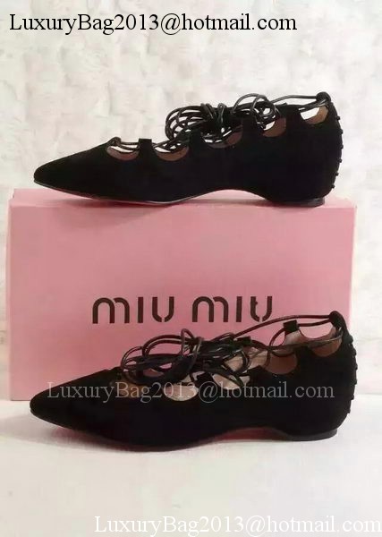 miu miu Suede Leather Flat MM358 Black