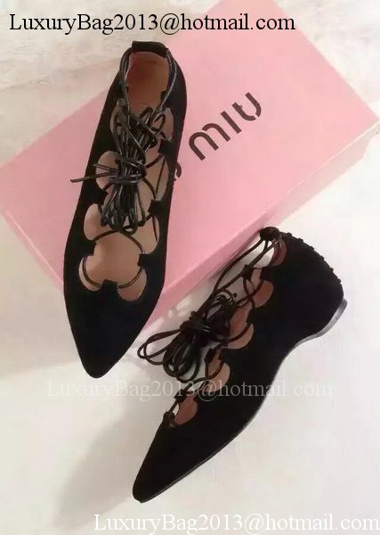 miu miu Suede Leather Flat MM358 Black