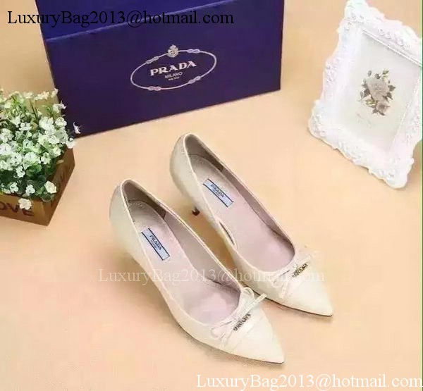 Prada 80mm Leather Pump PD522 White