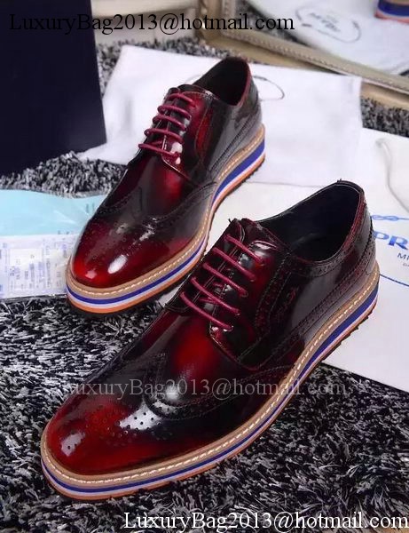 Prada Casual Shoes Leather PD473 Burgundy