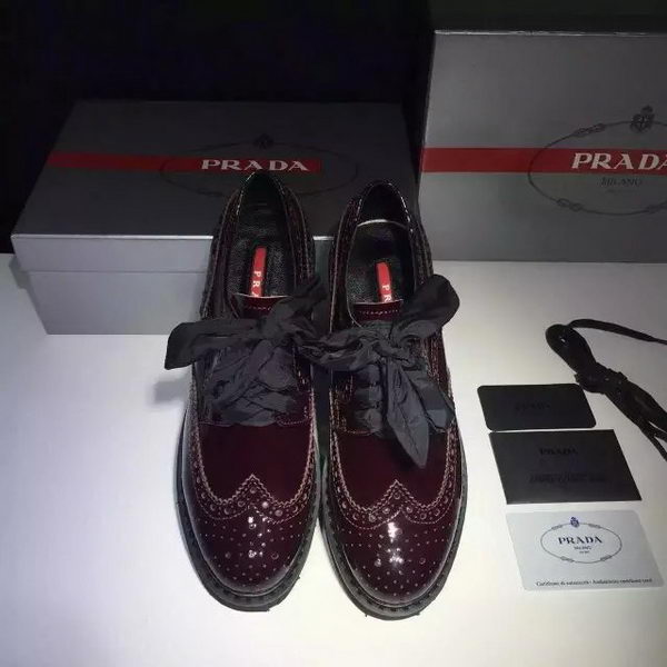Prada Casual Shoes Leather PD530 Burgundy