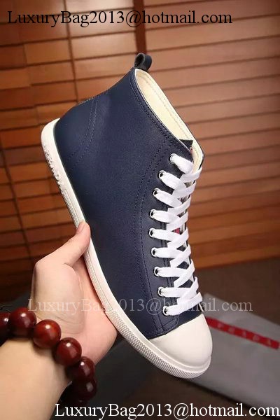Prada Casual Shoes Leather PD544 Blue