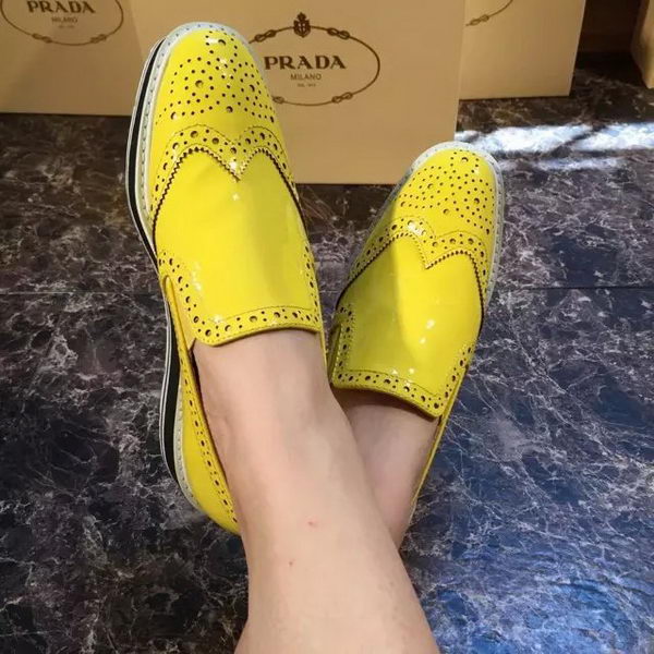 Prada Casual Shoes Leather PD551 Yellow