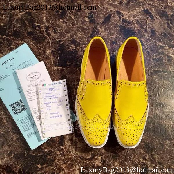 Prada Casual Shoes Leather PD551 Yellow