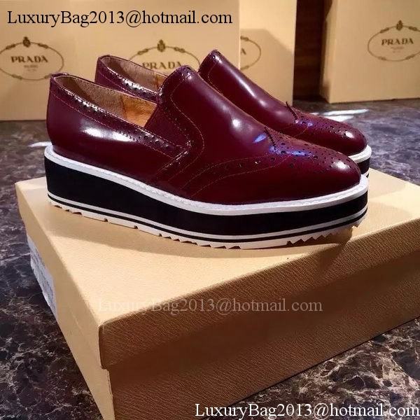 Prada Casual Shoes Leather PD552 Burgundy