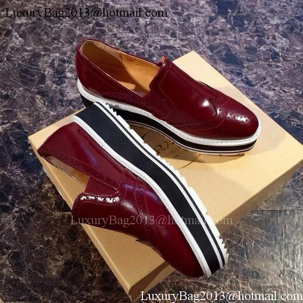 Prada Casual Shoes Leather PD552 Burgundy