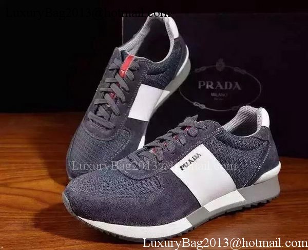 Prada Casual Shoes Suede Leather PD480 Grey