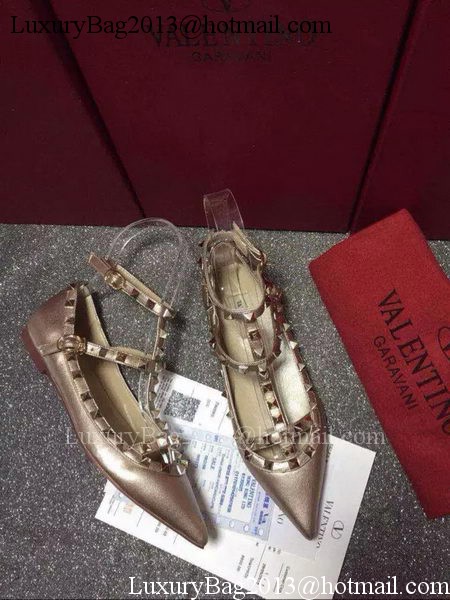 Valentino Leather Flat VT581 Gold