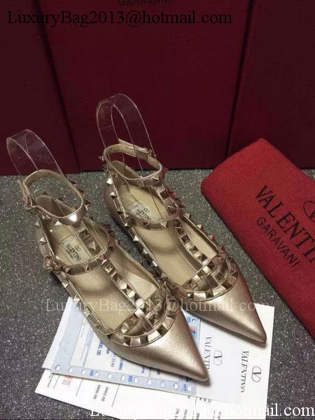 Valentino Leather Flat VT581 Gold