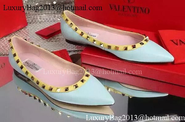 Valentino Leather Flat VT596 Light Blue