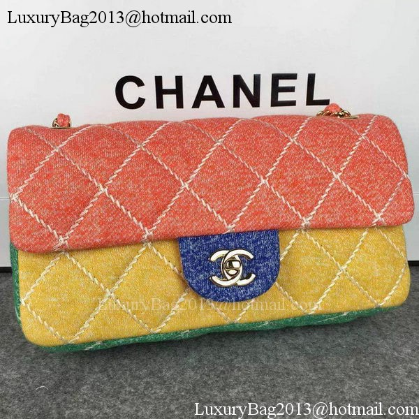 Chanel 2.55 Series Flap Bag Original Fabric A1112B Orange&Yellow&Blue