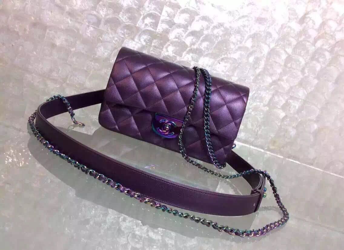 Chanel 2.55 Series Flap Bag Fetal Cowhide Leather CF0932 Purple