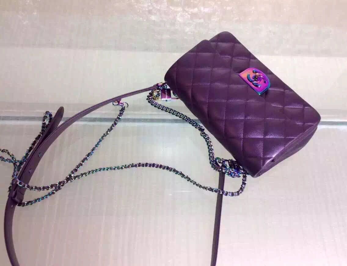 Chanel 2.55 Series Flap Bag Fetal Cowhide Leather CF0932 Purple