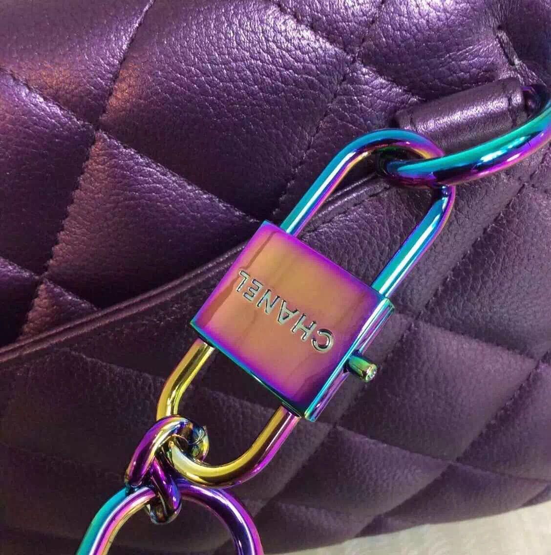 Chanel 2.55 Series Flap Bag Fetal Cowhide Leather CF0932 Purple