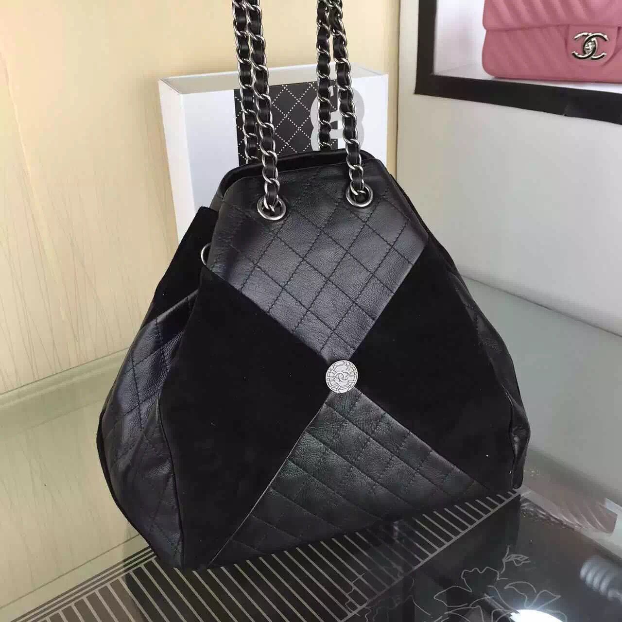 Chanel Backpack Calfskin & Deerskin Leather A82201 Black