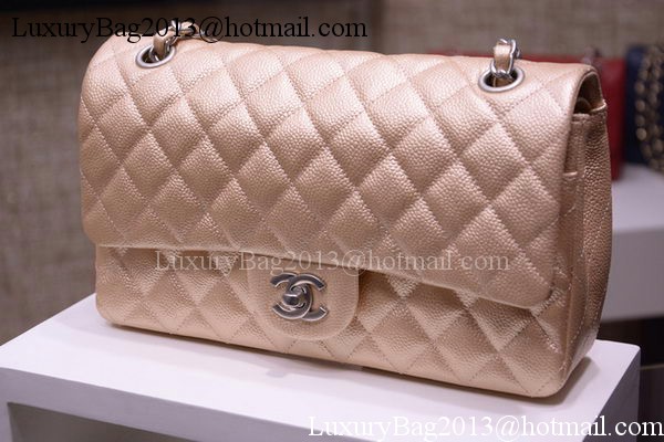 Chanel 2.55 Series Flap Bag Gold Original Caviar Leather A1112 Silver