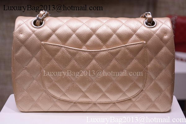 Chanel 2.55 Series Flap Bag Gold Original Caviar Leather A1112 Silver