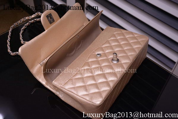 Chanel 2.55 Series Flap Bag Gold Original Caviar Leather A1112 Silver