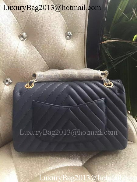 Chanel 2.55 Series Flap Bag Lambskin Chevron Leather A1112CF Royal