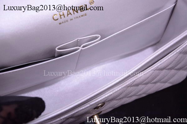 Chanel 2.55 Series Flap Bag Silver Original Caviar Leather A1112 Gold