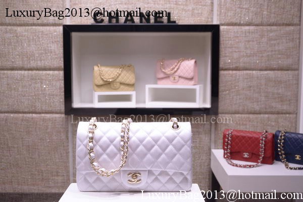 Chanel 2.55 Series Flap Bag Silver Original Caviar Leather A1112 Gold