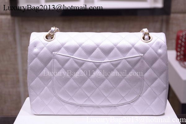 Chanel 2.55 Series Flap Bag Silver Original Caviar Leather A1112 Gold