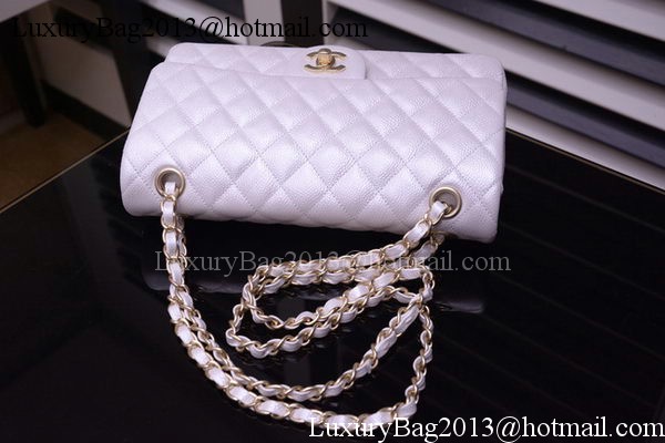 Chanel 2.55 Series Flap Bag Silver Original Caviar Leather A1112 Gold