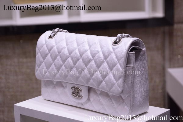 Chanel 2.55 Series Flap Bag Silver Original Caviar Leather A1112 Silver