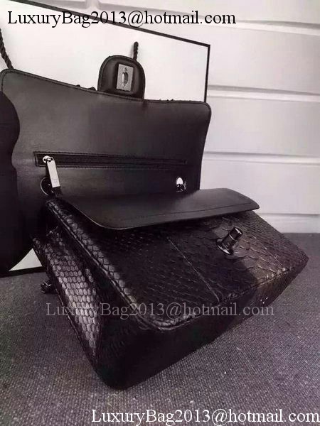 Chanel 2.55 Series Flap Bags Black&Bronze Original Python Leather A1112SA Black