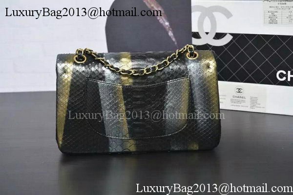 Chanel 2.55 Series Flap Bags Black Original Python Leather A1112SA Gold