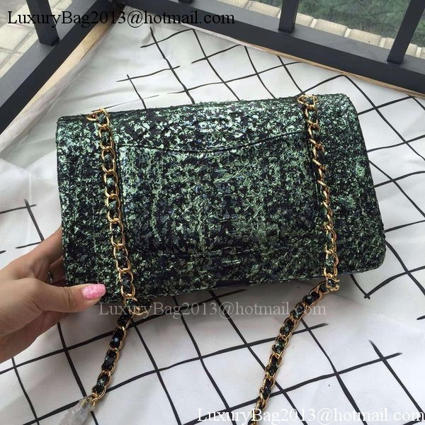 Chanel 2.55 Series Flap Bags Green Original Python Leather A1112SA Gold