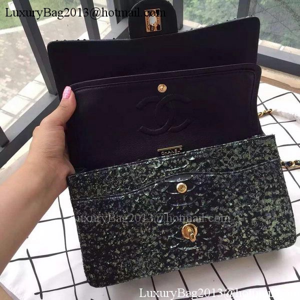 Chanel 2.55 Series Flap Bags Green Original Python Leather A1112SA Gold