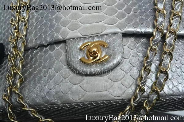 Chanel 2.55 Series Flap Bags Grey&White Original Python Leather A1112SA Gold