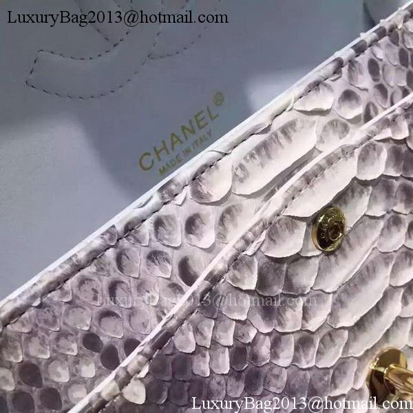 Chanel 2.55 Series Flap Bags Grey Original Python Leather A1112SA Gold