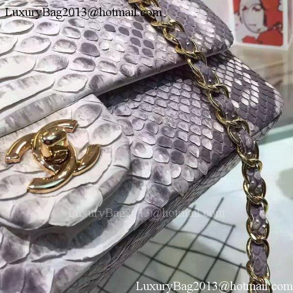 Chanel 2.55 Series Flap Bags Grey Original Python Leather A1112SA Gold