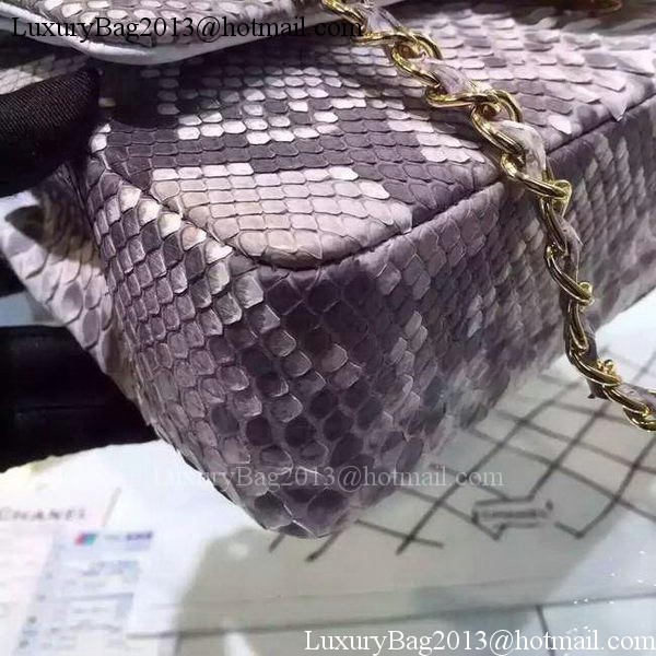 Chanel 2.55 Series Flap Bags Grey Original Python Leather A1112SA Gold