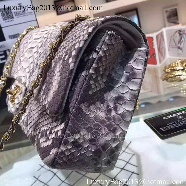 Chanel 2.55 Series Flap Bags Grey Original Python Leather A1112SA Gold