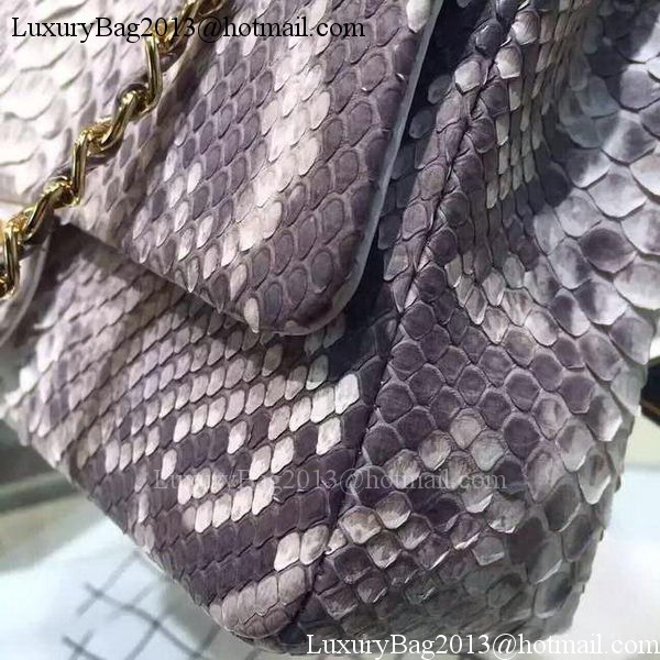 Chanel 2.55 Series Flap Bags Grey Original Python Leather A1112SA Gold