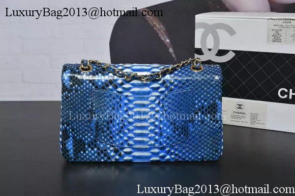 Chanel 2.55 Series Flap Bags Light Blue Original Python Leather A1112SA Gold