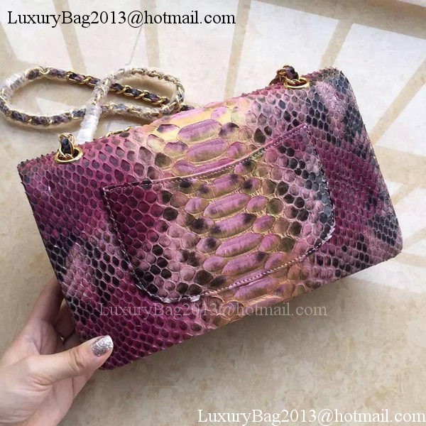 Chanel 2.55 Series Flap Bags Light Purple Pink Original Python Leather A1112SA Gold