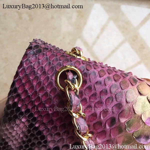 Chanel 2.55 Series Flap Bags Light Purple Pink Original Python Leather A1112SA Gold