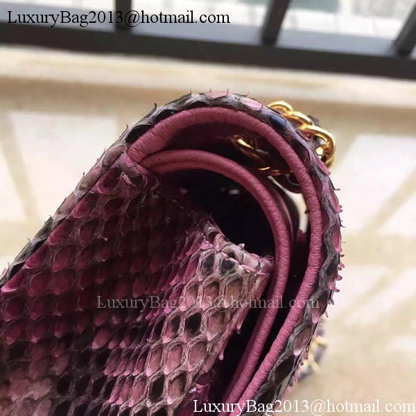 Chanel 2.55 Series Flap Bags Light Purple Pink Original Python Leather A1112SA Gold