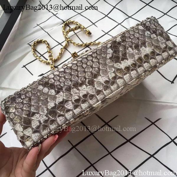 Chanel 2.55 Series Flap Bags OffWhite Original Python Leather A1112SA Gold